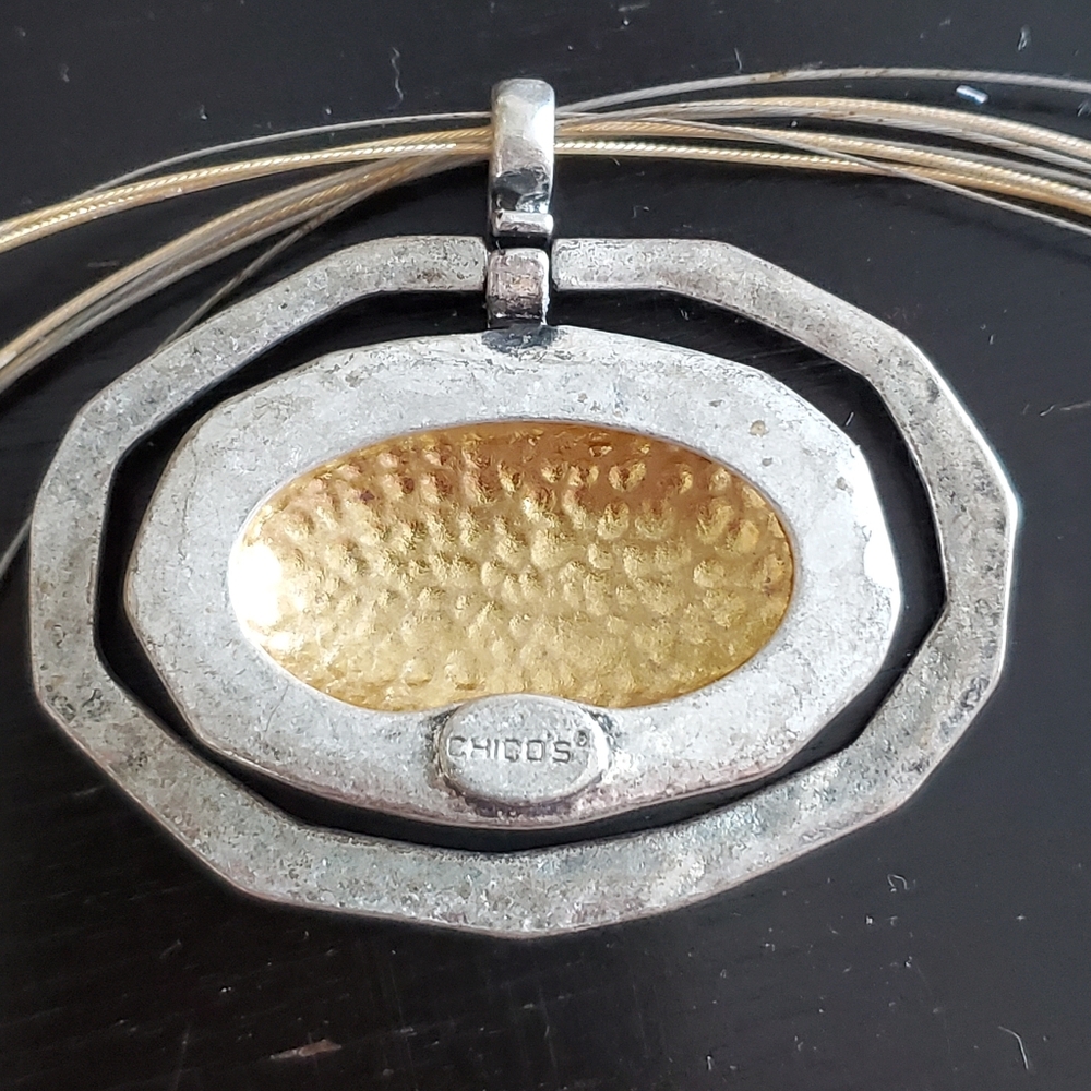 Vintage Chicos Mixed-Metal Hammered Necklace - Picture 3 of 10